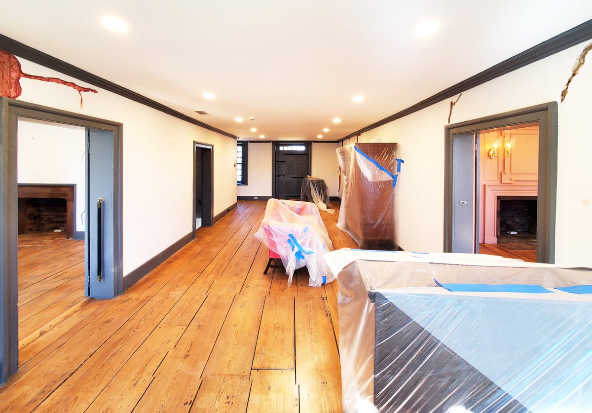 HMRarchitects's tweet photo. For Twitter:
“Let there be light!” 

Having been built around 1740, the Dey Mansion has struggled with adequate lighting. But no more with new inconspicuous, plaster-in recessed lighting! What do you think of the difference? #deymansionnj #GeorgeWashington https://t.co/F7iiHVhXMc