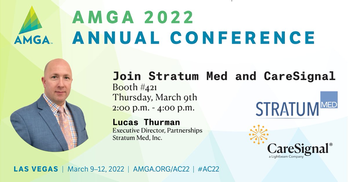 @CareSignal_ is hosting a Networking Event with #StratumMed during the #AMGA 2022 Annual Conference! Join Lucas Thurman on Thursday at the CareSignal booth to learn about Stratum Med's collaborative alliance and their partnership with CareSignal. #AC22 #digitalhealth @theAMGA