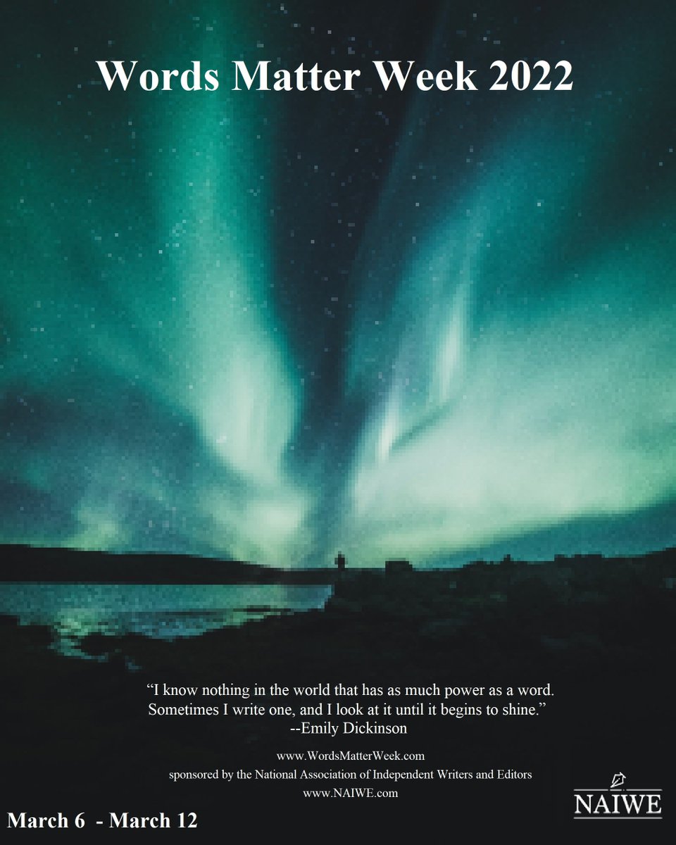 RochelleBroder's tweet image. Words matter this week and every week. Consider yours carefully. #ProfessionalEditor #FreelanceEditor #WordWrangler &amp;amp; @NAIWEnews member. 
#WordsMatterWeek