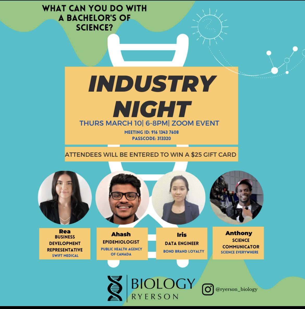 TMUbiology's tweet photo. Tonight on zoom! Attendees will be entered to win one of two gift cards! https://t.co/m7ciIKFHj0
