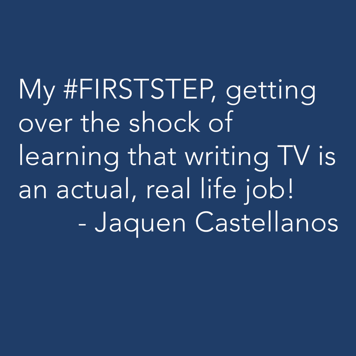 thousandmilespr's tweet photo. Jaquen Castellanos shares her #firststep moment as a tv writer. Jaquen's writing credits include THE AFFAIR, SWEETBITTER, DAVID MAKES MAN, and RUST. https://t.co/eRz2ng5zPh