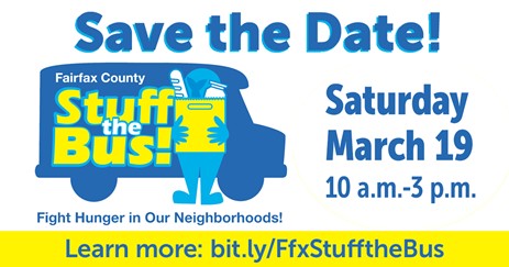 fairfaxhealth's tweet photo. Save the date! Help feed hungry people in our community by donating to Stuff the Bus.

📅 Sat, March 19 
🕙10 am – 3 pm

Find donations sites, most requested items, and more info at https://t.co/7Zgk2VKkQp. 

#FFXStufftheBus https://t.co/p7FfuAKehE