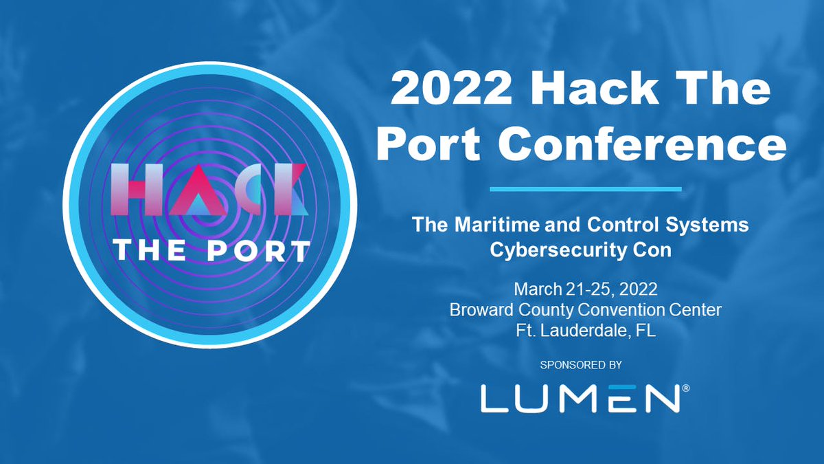 faprill's tweet photo. .@LumenGov is proud to serve as a sponsor for the 2022 Hack the Port Conference from March 21-25 in Ft. Lauderdale, FL! Donβt miss the maritime cyber event of the year centered around #OT, #IoT, & IT specific skills. Β Register now! #Cybersecurity #HTP2022 https://t.co/miWLA0T6f2 https://t.co/5DpCxfWxa9