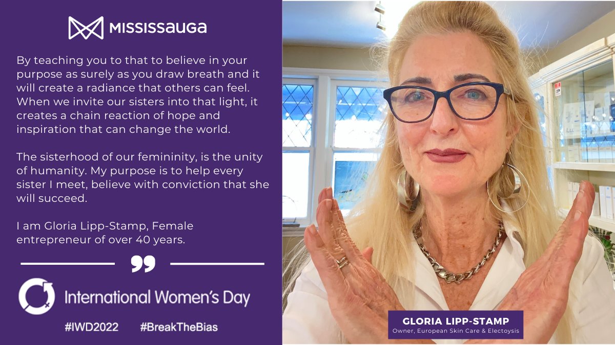 #IWD2022 ♀️

⭐Today we have Gloria Lipp-Stamp Owner, European Skin Care &amp; Electoysis located in <a href="/StreetsvilleBIA/">Streetsville BIA</a> #Mississauga. Gloria shares her insight on how she will #breakthebias.⭐

➡️ ow.ly/oTsR50Ig19z
<a href="/womensday/">Women's Day</a>