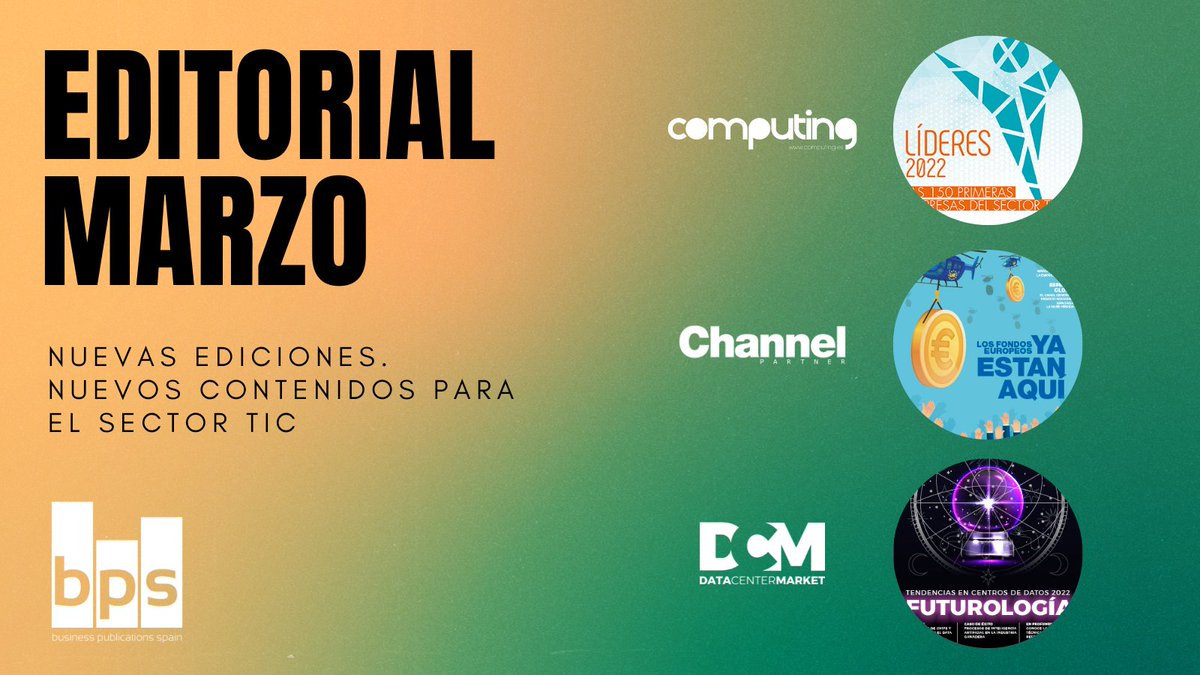 BPSPublications (@bpspublications) on Twitter photo BPS Editorial
Marzo viene con contenido para ti, para el sector.
📰<a href="/ComputingBPS/">Computing</a> presenta "𝐋𝐢́𝐝𝐞𝐫𝐞𝐬: 𝐥𝐚𝐬 𝟏𝟓𝟎 𝐦𝐚𝐲𝐨𝐫𝐞𝐬 𝐞𝐦𝐩𝐫𝐞𝐬𝐚𝐬 𝐝𝐞𝐥 𝐬𝐞𝐜𝐭𝐨𝐫 𝐓𝐈𝐂"
📰<a href="/channelbps/">Channel Partner (BPS)</a> lanza "𝐋𝐨𝐬 𝐟𝐨𝐧𝐝𝐨𝐬 𝐞𝐮𝐫𝐨𝐩𝐞𝐨𝐬"
Todo en: kiosko.bps.com.es BPS Editorial
Marzo viene con contenido para ti, para el sector.
📰<a href="/ComputingBPS/">Computing</a> presenta "𝐋𝐢́𝐝𝐞𝐫𝐞𝐬: 𝐥𝐚𝐬 𝟏𝟓𝟎 𝐦𝐚𝐲𝐨𝐫𝐞𝐬 𝐞𝐦𝐩𝐫𝐞𝐬𝐚𝐬 𝐝𝐞𝐥 𝐬𝐞𝐜𝐭𝐨𝐫 𝐓𝐈𝐂"
📰<a href="/channelbps/">Channel Partner (BPS)</a> lanza "𝐋𝐨𝐬 𝐟𝐨𝐧𝐝𝐨𝐬 𝐞𝐮𝐫𝐨𝐩𝐞𝐨𝐬"
Todo en: kiosko.bps.com.es
