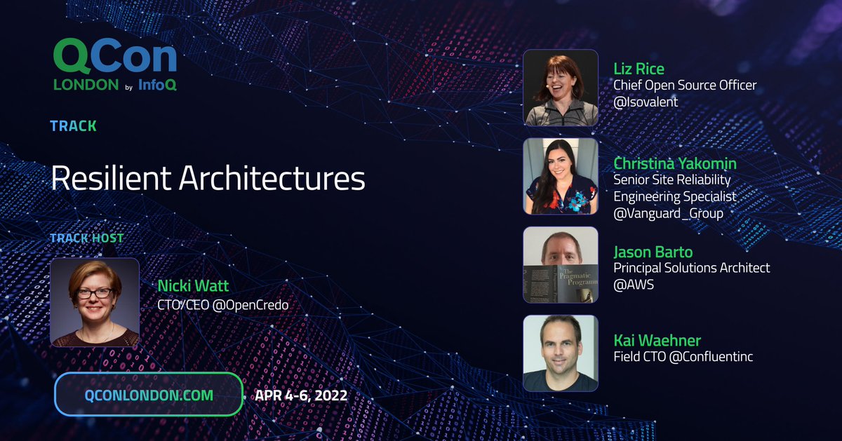 Excited for the in real life #QConLondon conference April 4-6. I’m hosting the Resilient Architectures track - with star studded lineup including @lizrice @SREChristina @KaiWaehner @Jason_Barto. Use NickiWQUK2250 to get $50 off!