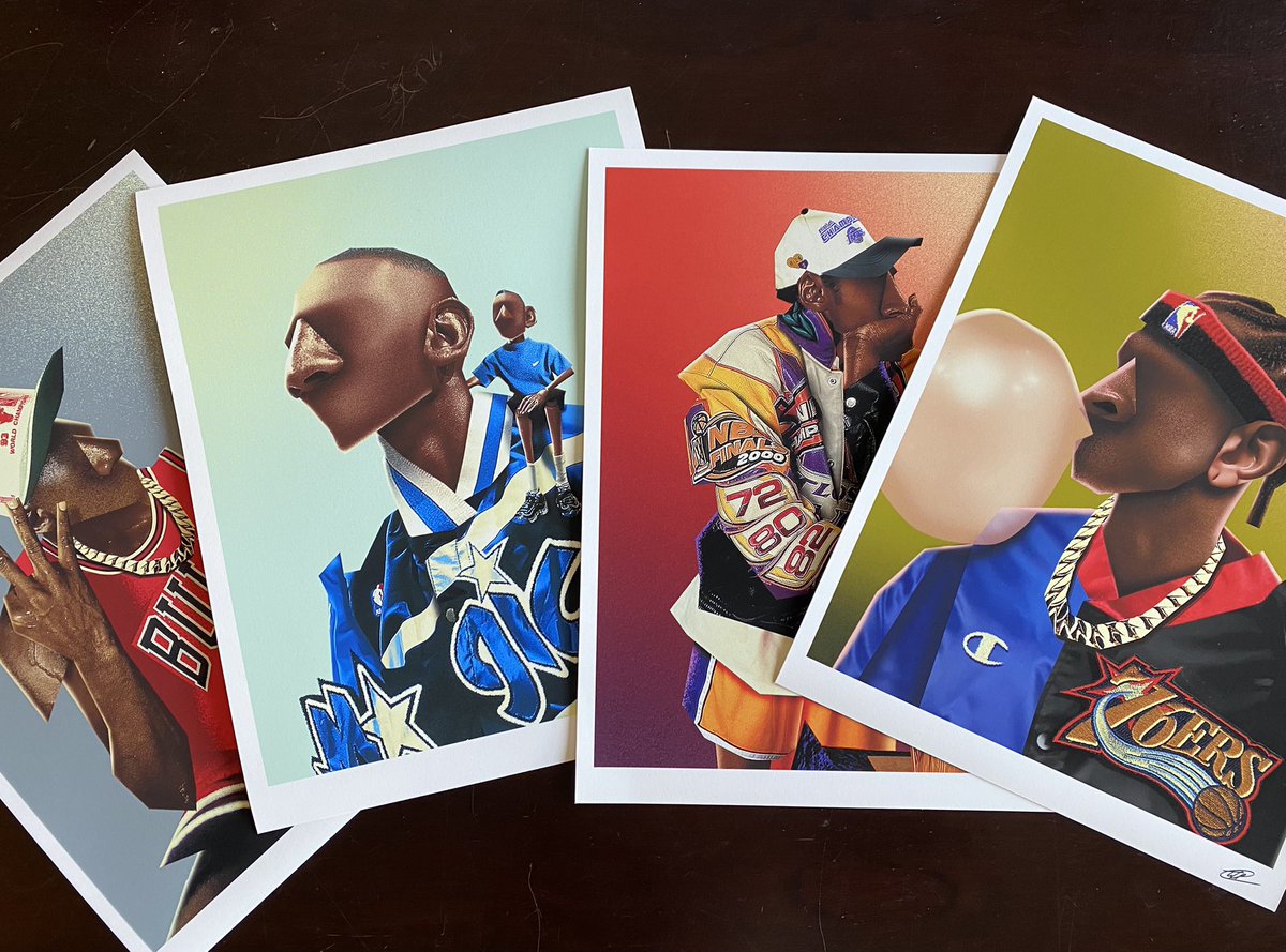 _TylerUpchurch's tweet photo. GIVEAWAY TIME! Follow and Retweet for a chance to win one of these 4 11x14 smooth matte prints! L to R (MJ, Penny, Kobe, A.I)

Entries close on Sunday 3/13 @ 6pm CST.

4 winners will be randomly selected on Monday 3/14 @ noon CST. https://t.co/902xmBDDWm