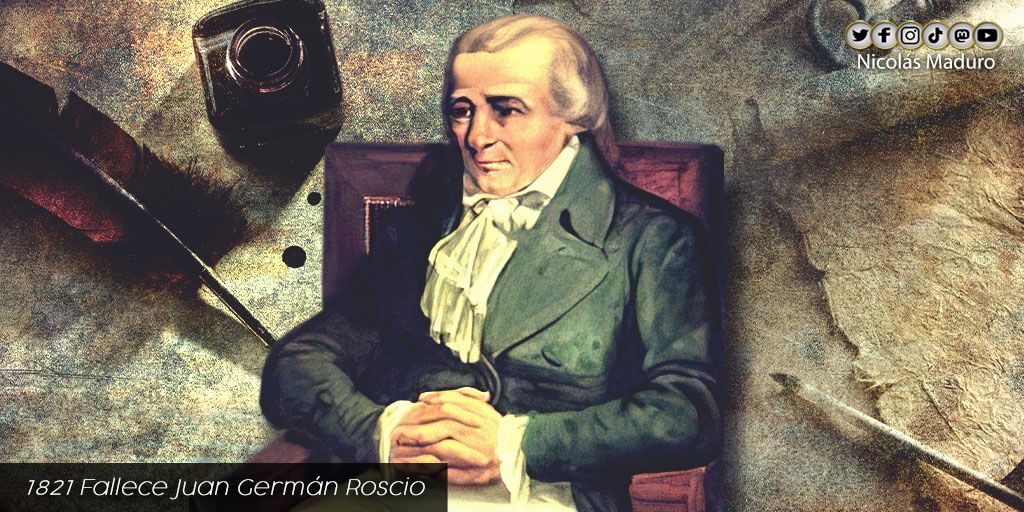 Rememoramos 201 años de la siembra del Prócer Civil Juan Germán Roscio; el guariqueño que forma parte de la generación virtuosa que acompañó la lucha independentista de la Patria. Nuestro mayor homenaje a los Libertadores es la consolidación de la unión de la República.