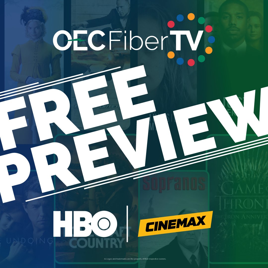 OecFiber's tweet photo. We’re happy to announce that @HBO and @Cinemax
are offering a free preview to all OEC Fiber TV subscribers from March 10 to March 14 at no additional cost.
Click here to learn more: https://t.co/KvZ9TEzUVT
Grab the popcorn and #LetsWatchTogether on #OECFiberTV! https://t.co/3nfkv04DBy