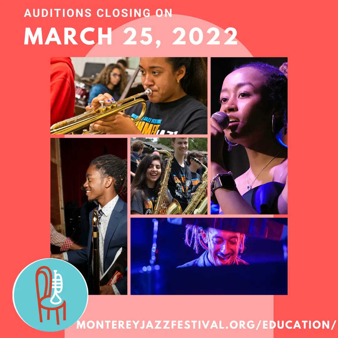 There is STILL TIME to get your audition in for the 2022 Next Generation Jazz Orchestra &amp; Next Generation Women in Jazz Combo! Send the link to accomplished high school jazz musicians today...montereyjazzfestival.org/education/
