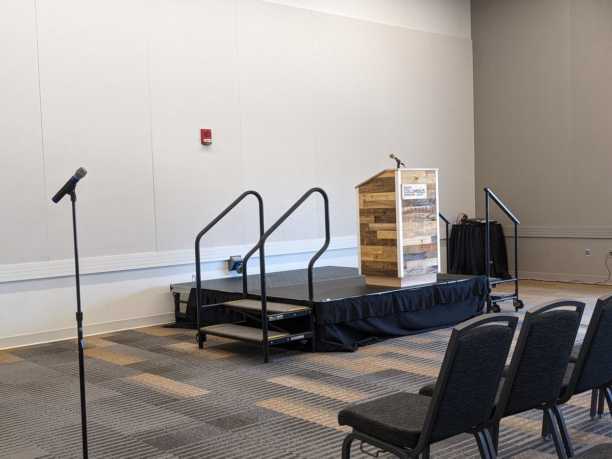 ColumbusBar's tweet photo. Getting set up for "The Soul of America: The Battle for our Better Angels", featuring Jon Meacham! We'll be live tweeting the CLE here for everyone under #CBACLE. https://t.co/B4t1Ds5bML