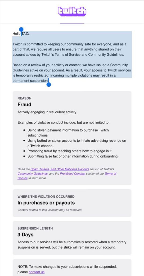We’re NOT US citizens, so we don’t have to pay taxes. All the Arab streamers have the TIN number through IRS and all our papers are legal. Not fair to banned all the Arab streamers without any clear reason. Kindly explain the reason? all the info are correct &amp;legal
<a href="/TwitchSupport/">Twitch Support</a>