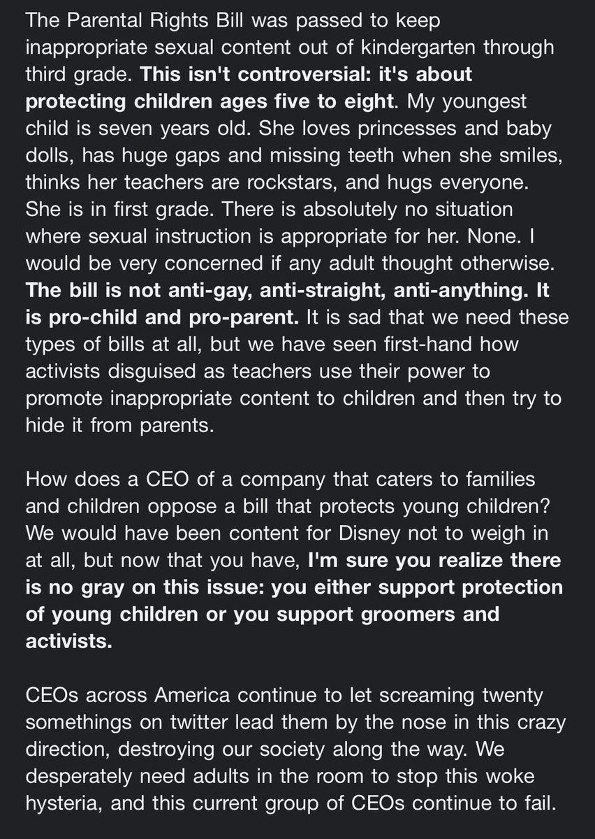 Awesome letter from a mom in Florida to the CEO of Disney. ♥️