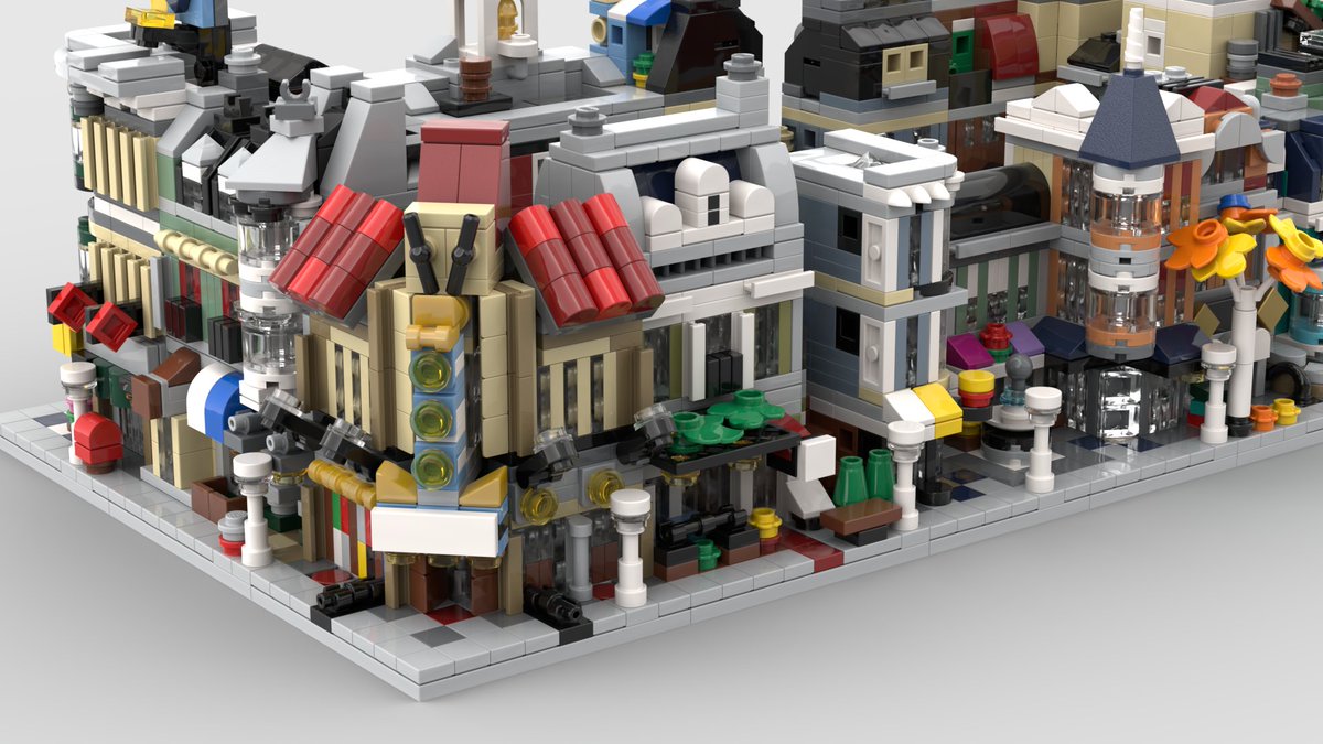 LegoTromans's tweet photo. @Rebrickable I've had so much fun recently designing all the Modular buildings in mini form!  Nearly done - 4 more to go!  #Lego #LegoModular  https://t.co/LQ4DHZ6ThV https://t.co/YC9qiRlM9Q