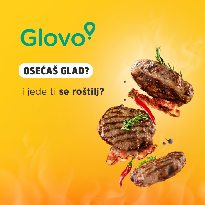 glovo's tweet photo. Osećaš glad? Bez brige, brzo dostavljamo sve što poželiš 🛵💨 Naruči svoj obrok sa Glovom!