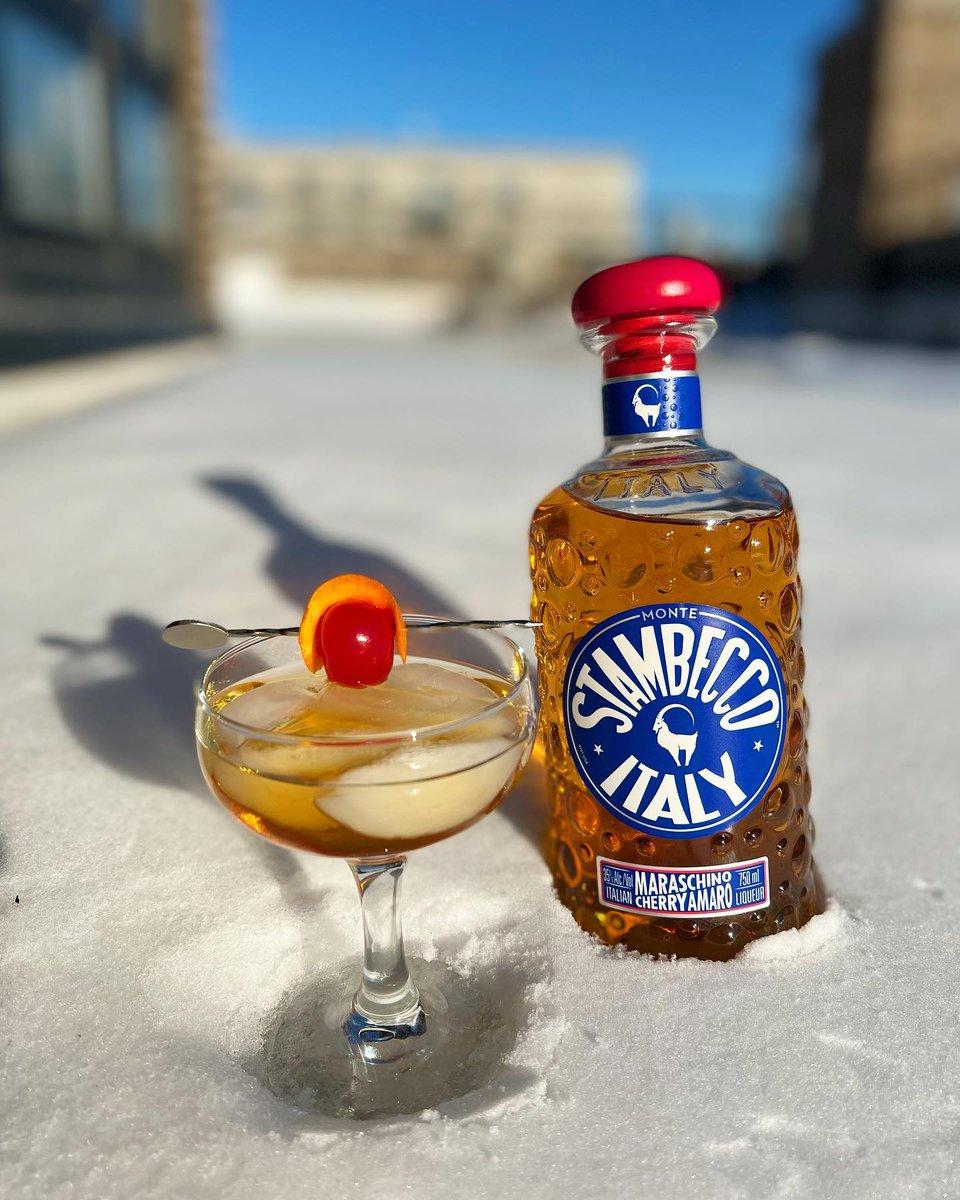 Grazie @anthonymartorina for bringing the Alps home to you with a "Stamhattan" cocktail 🥃
.
.
.
#stambecco #stambeccoamaro #maraschinocherry #maraschino #amaro #bittersweet #cocktails #ibex #italianalps