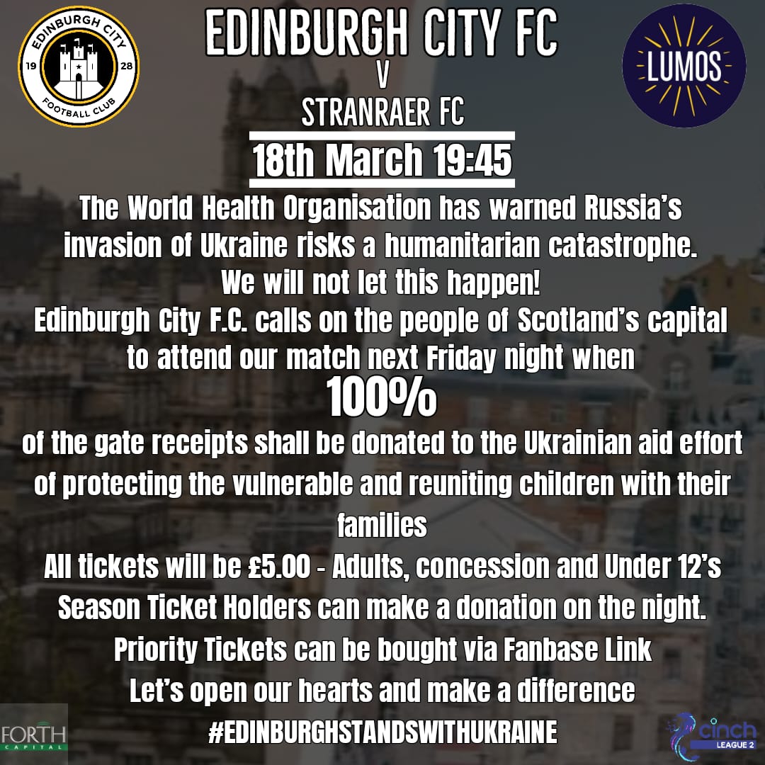 🟡 UKRAINE NEEDS YOU 🔵

For advance tickets see the link below 
app.fanbaseclub.com/Fan/Tickets/Se…

<a href="/HibernianFC/">Hibernian Football Club</a> <a href="/JamTarts/">Heart of Midlothian FC</a> <a href="/spfl/">SPFL</a> <a href="/lumos/">Lumos</a> <a href="/jk_rowling/">J.K. Rowling</a> <a href="/JudyMurray/">judy murray</a> <a href="/andy_murray/">Andy Murray</a> <a href="/jamie_murray/">Jamie Murray</a>