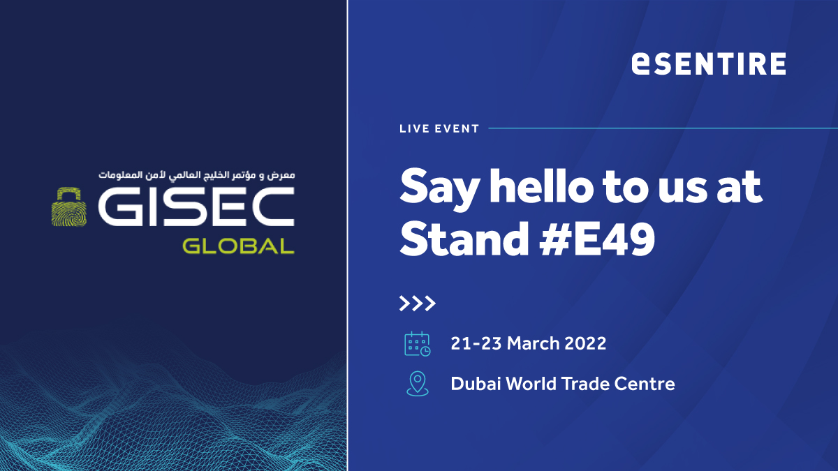 eSentire's tweet photo. We're attending @GISECGlobal at the Dubai World Trade Center from March 21st-23rd!

Stop by our stand #E49 to learn more about how our multi-signal #MDR can protect your organization from threat actors. 

Register here: https://t.co/TzqWCwNNBH https://t.co/72VNm9gIyH