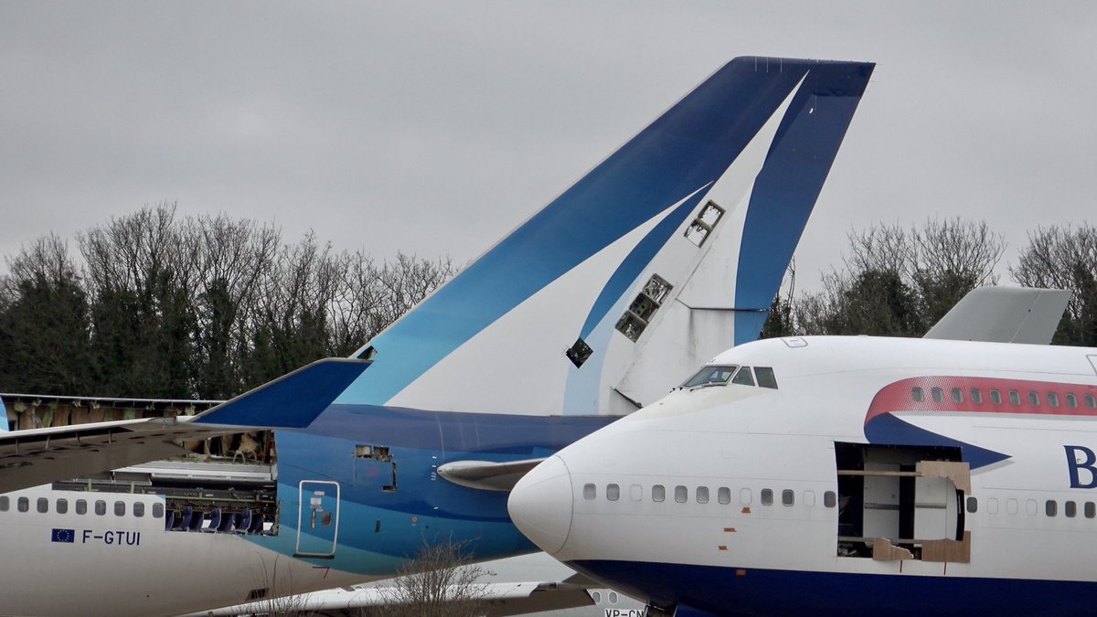 2 Boeing 747s at the break up compound at Kemble Cotswold Airport. See more here youtu.be/-GaVTW7ruBw