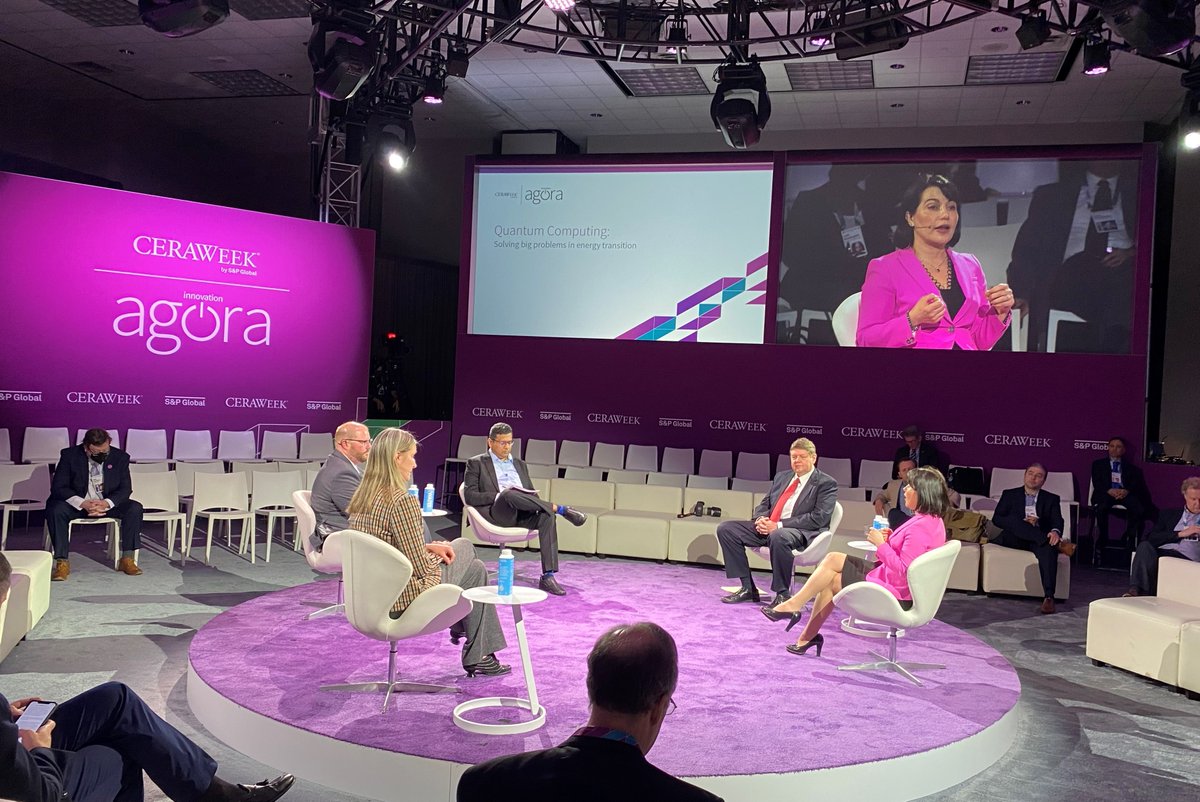 OTCatDOE's tweet photo. This morning, OTT's Rima Oueid brought expertise, perspective, and insight to the @CERAWeek panel, "Quantum Computing: Solving big problems in energy transition." The panelists' engaging discussion touched on the expansive short and long-range prospects for the quantum future! https://t.co/0br2Y9kiZA