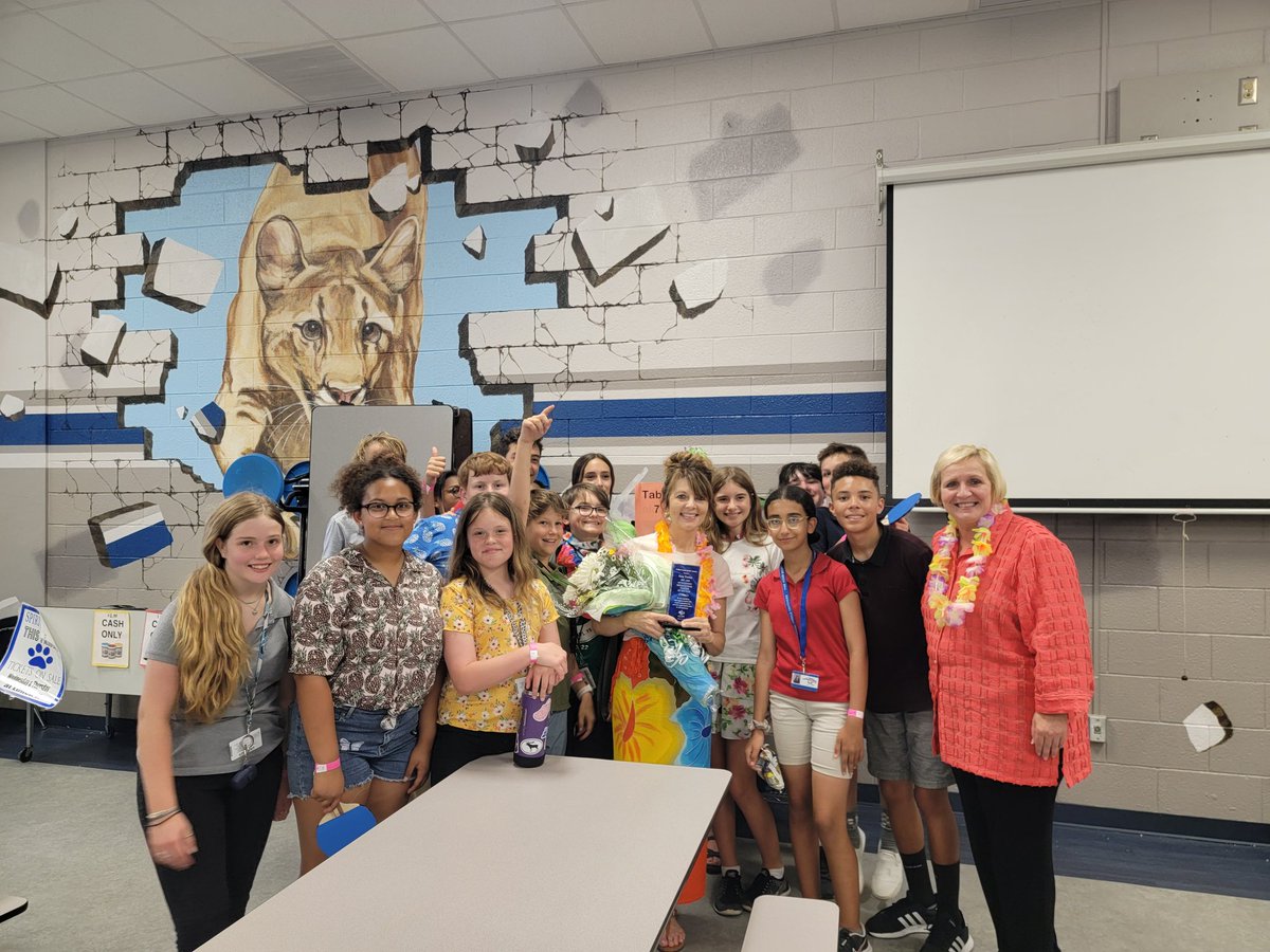 collierschools's tweet photo. Our final stop today was @PRMPanthers to honor Sara Treiser as our 2021-2022 Middle School Teacher of the Year. Congratulations! #CCPSProud #CCPSFamily https://t.co/Vz7czDswsG