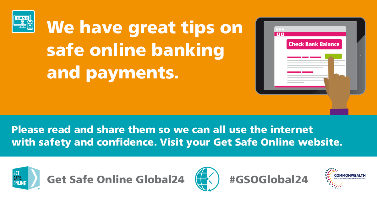 GetSafeOnline's tweet photo. For expert advice on safe online banking and payments, visit https://t.co/qY1nVsC5Tp #GSOGlobal24 https://t.co/XFIkbS6Pkx