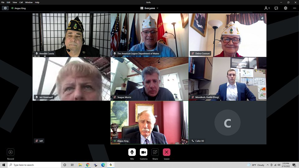 American Legion Department of Maine (@legionmaine) on Twitter photo As part of the 2022 Virtual Washington Conference, Department of Maine, we just finished a productive meeting with Senator Angus King (I) Maine, and members of his staff Jeff Bennett, Teague Morris, and Dustin Mondlock. We have his full support on our agenda! <a href="/AmericanLegion/">The American Legion</a> As part of the 2022 Virtual Washington Conference, Department of Maine, we just finished a productive meeting with Senator Angus King (I) Maine, and members of his staff Jeff Bennett, Teague Morris, and Dustin Mondlock. We have his full support on our agenda! <a href="/AmericanLegion/">The American Legion</a>