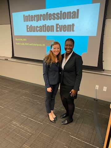 Students from HHP's Master of Athletic Training program and Dietetic Internship program collaborated to present their findings at the Interprofessional Education Seminar on March 9th 2022.
