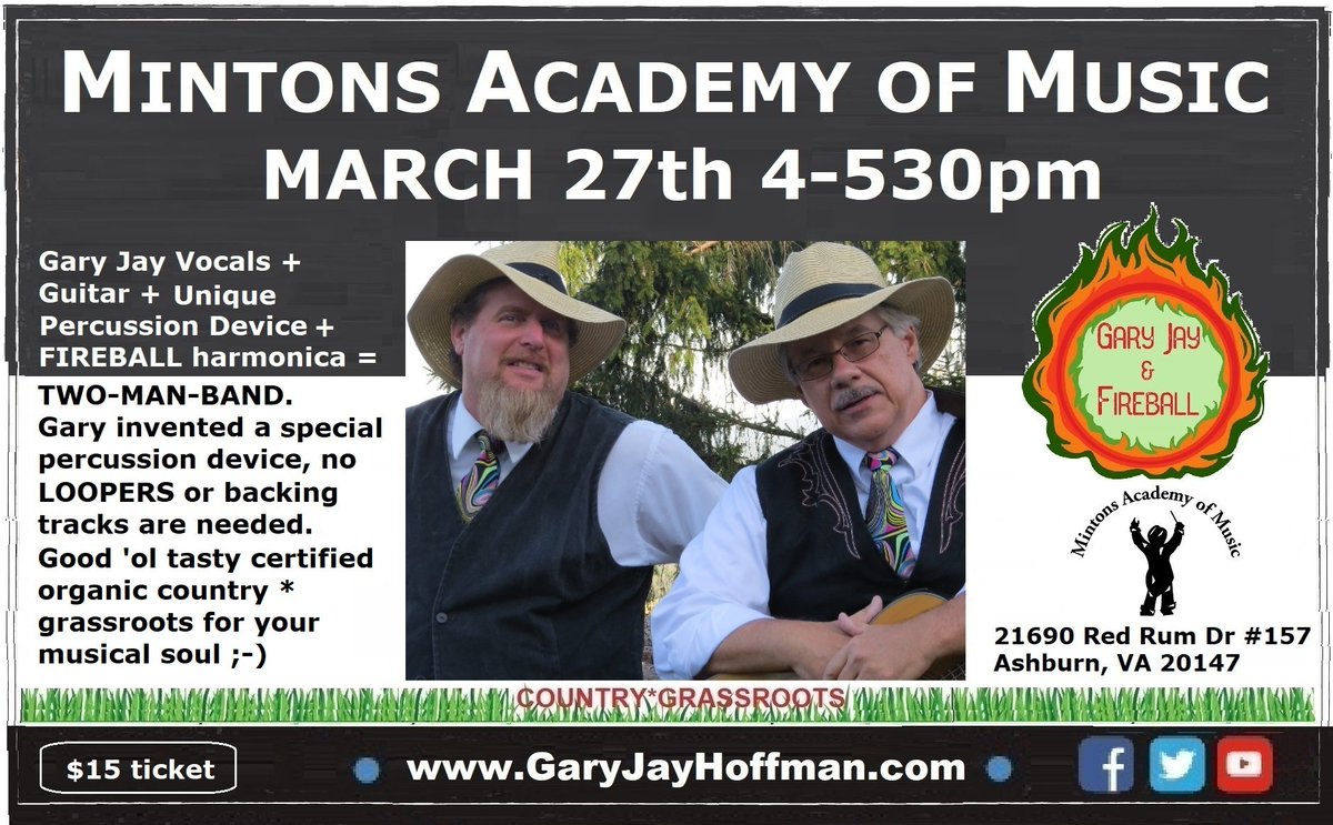 GJHoffmanMusic's tweet photo. Special concert Mar 27th, save the date. More info at following link:
https://t.co/UxY23hkeqT
#concerts #concert #livemusic #singersongwriter #twomanband #countrymusic #countrygrass #countrygrassroots https://t.co/zsCMTjfNlI