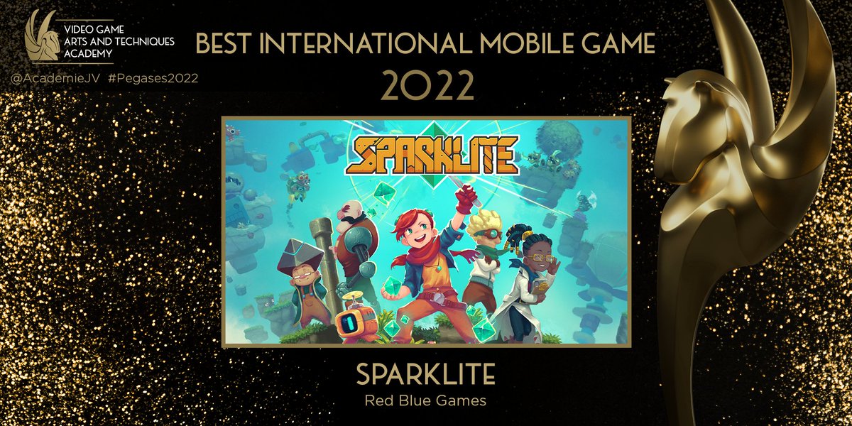 AcademieJV's tweet photo. It's a roguelike that wins the award for best mobile video game!  #Sparklite developed by @redbluegames !   📱  #Pegases2022 https://t.co/xYJGqkJssu