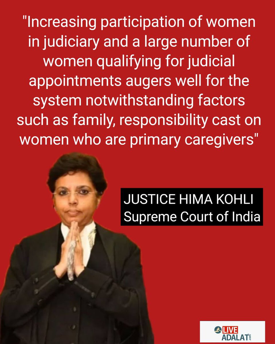 Justice Hima Kohli: Women judges send a powerful message across the country that courts at all levels are open and approachable which can ensure justice without discrimination based on caste, colour, creed or sex. 

#SupremeCourt #InternationalDayOfWomenJudges