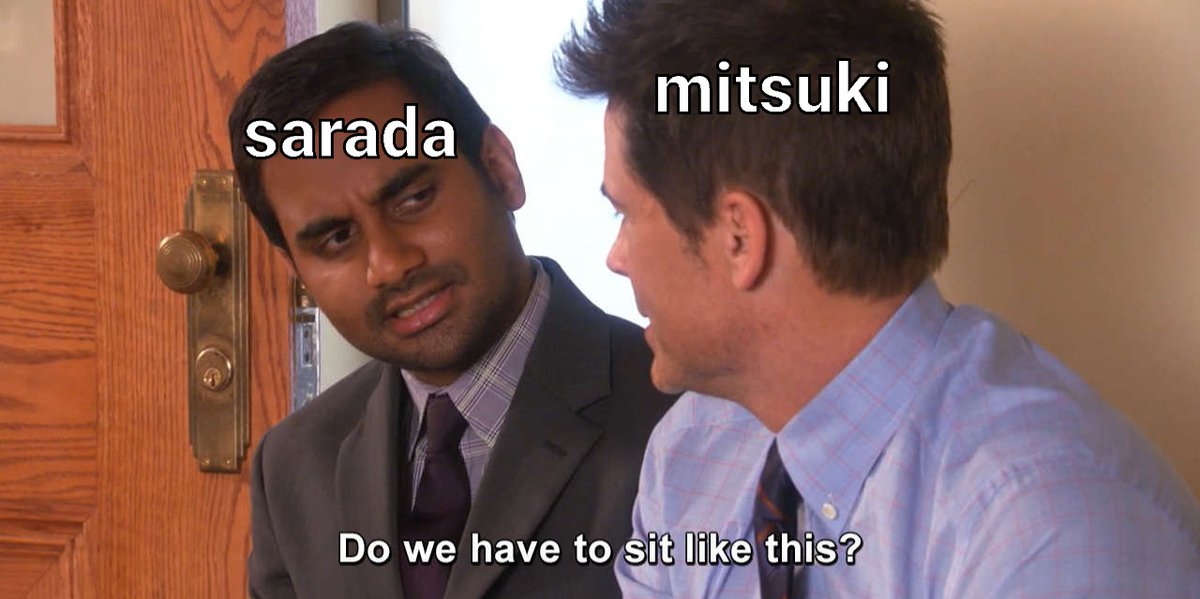 HourlyMitsusara's tweet photo. Sarada: “I like my personal space”
Mitsuki: “I like your personal space too” https://t.co/7BEVi9TsgL
