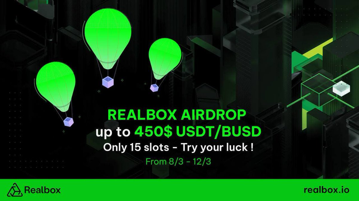 DynamicAirdrops's tweet photo. 🚨 Airdrop: RealBox
🔥 Total Reward: 450 USDT
🤑 Refer: Get Extra Entries
🛃 Website: https://t.co/6hvpHKGYHg
🚧 Rating: ⭐️⭐️⭐️⭐️⭐️ 
🤖 Airdrop Link : - https://t.co/bbCwREuY26 https://t.co/v08SyVms4R