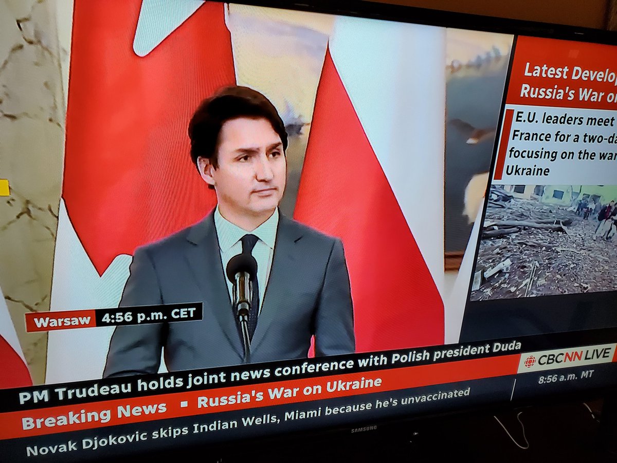 redfearn's tweet photo. Polish president Duda says PM Trudeau was the first western leader to approach him about how Canada can assist with accepting refugees from Ukraine. https://t.co/BVMQwNfrJY