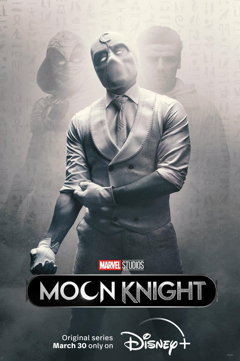 Marvel's tweet photo. The many phases of Marvel Studios’ @MoonKnight, an Original series streaming March 30, only on @DisneyPlus. [2/2] https://t.co/KyY7QdUN4Y