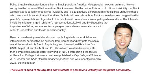 The event will be hosted March 23, 2022 at 5 p.m. in the Seeger's Union Event Space and is open to faculty, staff and students in person, as well as virtually for the public community (Zoom details TBA).

For more info about the event and to RSVP, click here: