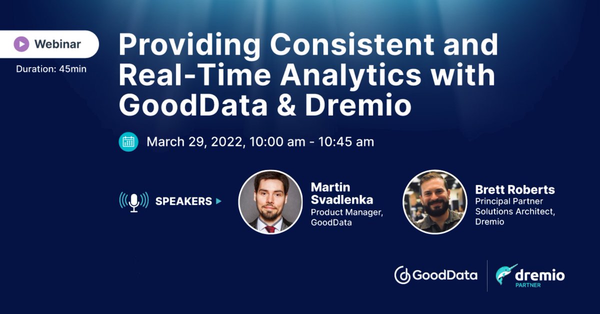 Organizations still struggle with #data latency, duplication, and inconsistency when providing #consistent, real-time #analytics. 

Join <a href="/gooddata/">GoodData</a> &amp; <a href="/dremio/">Dremio</a> webinar on Tuesday, March 29, at 10 AM PT to learn more about how you can solve these issues 👉
hello.dremio.com/providing-cons…