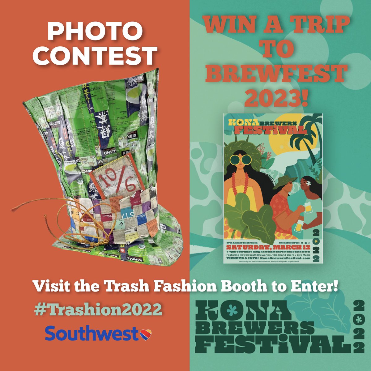 Interactive Photo Contest! 
📸Win a trip to #konabrewfest2023! 📸
Your #konabrewfest selfie/usie
photo could earn you a free round trip ticket to Kona Brewers Festival on Hawaii’s Big Island in 2023!