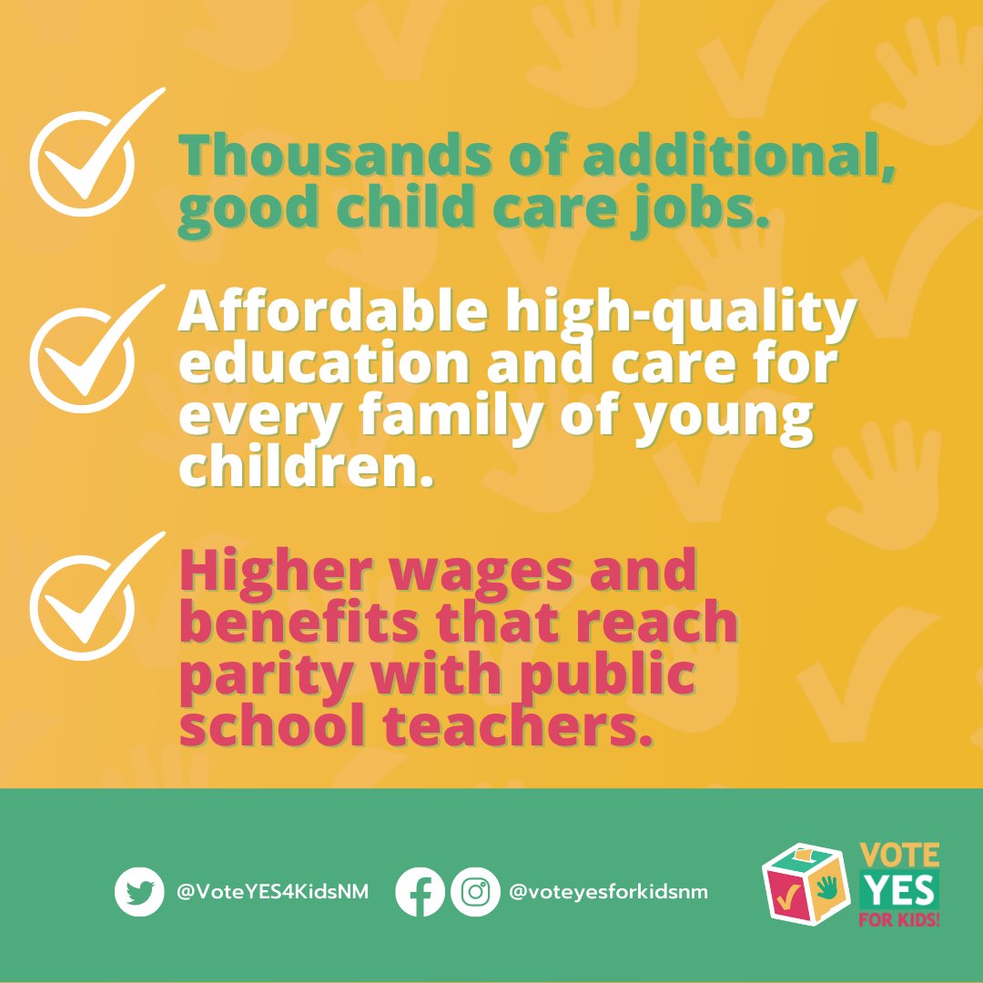 VoteYES4KidsNM's tweet image. ⏰ to #PackYourLunch 🍎 make sure to pack:
-1,000s of good child care jobs ✅
-Affordable high-quality ed+care for every family of young children ✅
-High wages+benefits that reach parity w/ public school teachers ✅
Approve this lunch, #VoteYESforKidsNM this upcoming Nov! 🗳