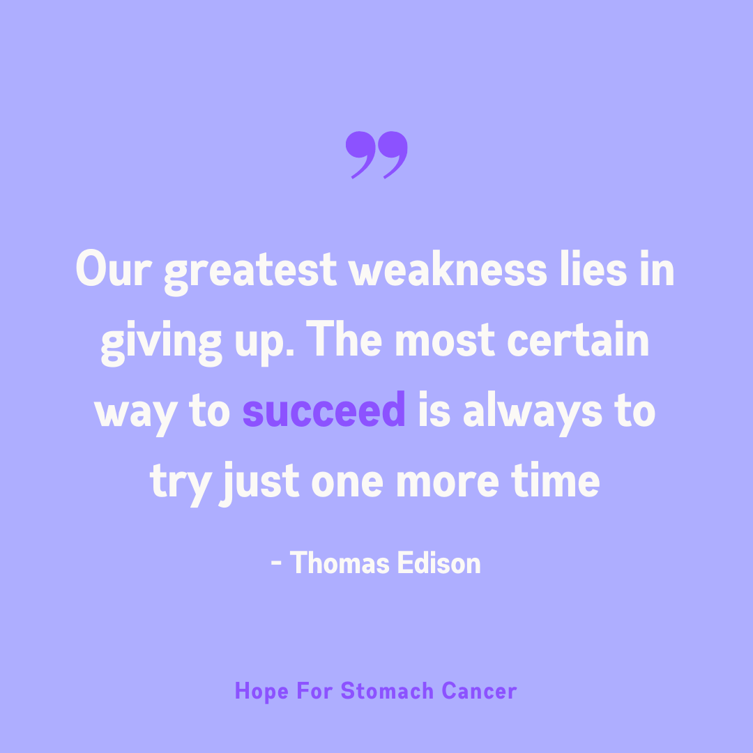 StoCANcer's tweet photo. Keep going! You got this! 💜
#quoteoftheday #inspirationalquote #positivemessage #cancertreatment #iamandiwill #cancerfighter #cancercommunity #stocan #hopeforstomachcancer #hope #gastriccancer #stomachcancer https://t.co/rOXNyrvLni