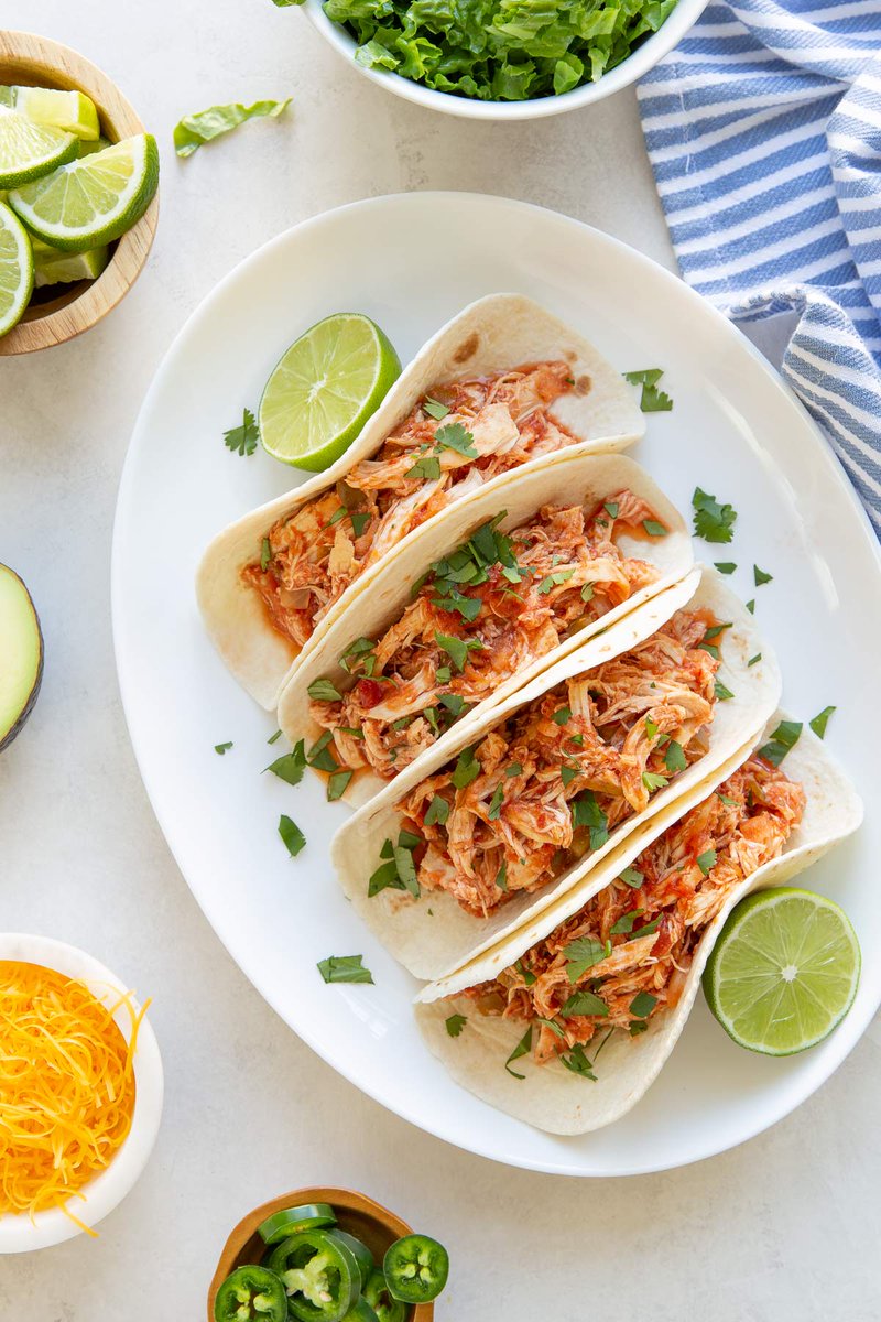 This incredibly simple (and delicious) Crock Pot Salsa Chicken is one of the easiest dinners you'll ever make!  🙌 Just 2 simple ingredients!  bit.ly/3hXsybU