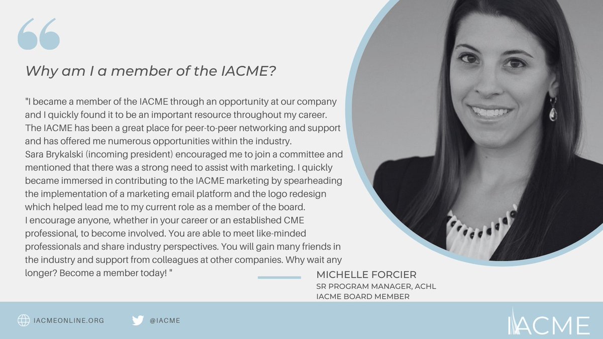 IACME's tweet photo. What's your why? IACME Board Member Michelle Forcier shares her story.

Join us: https://t.co/OgEKHpTalx https://t.co/xongnBKeMn