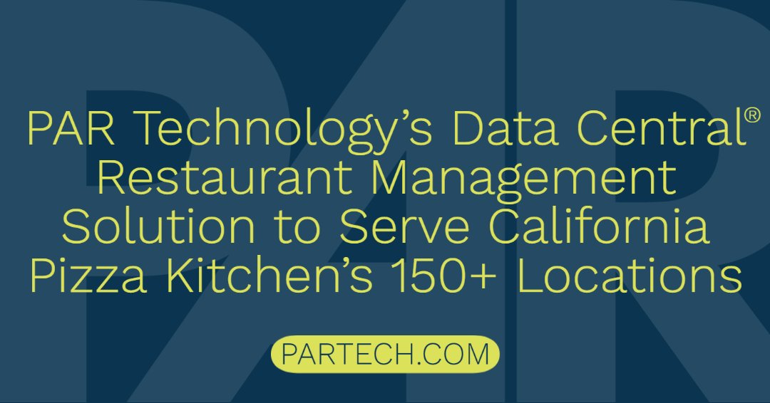 PAR_Tech's tweet photo. We are so excited to be a part of the California Pizza Kitchen journey! CPK has selected $PAR Data Central® as their restaurant management solution!
Read the full PR here: https://t.co/cJXwKZbmQX
#partech #partechnology https://t.co/wWG60l8RAA