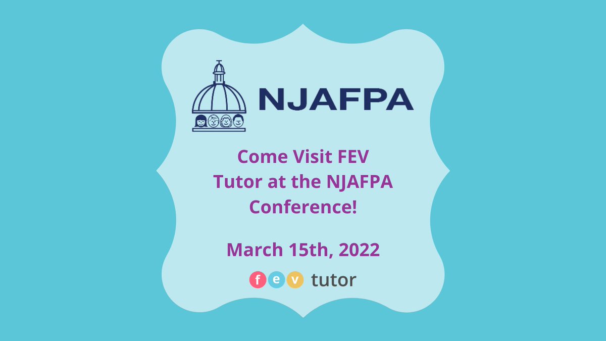 FEV Tutor's wonderful <a href="/PaulMcDevitt10/">Paul McDevitt</a> will be at the <a href="/NJAFPA1/">NJAFPA</a> conference on March 15th! Stop by our booth #4 and chat about how we act as an extension of the #Classroom #NJAFPA22