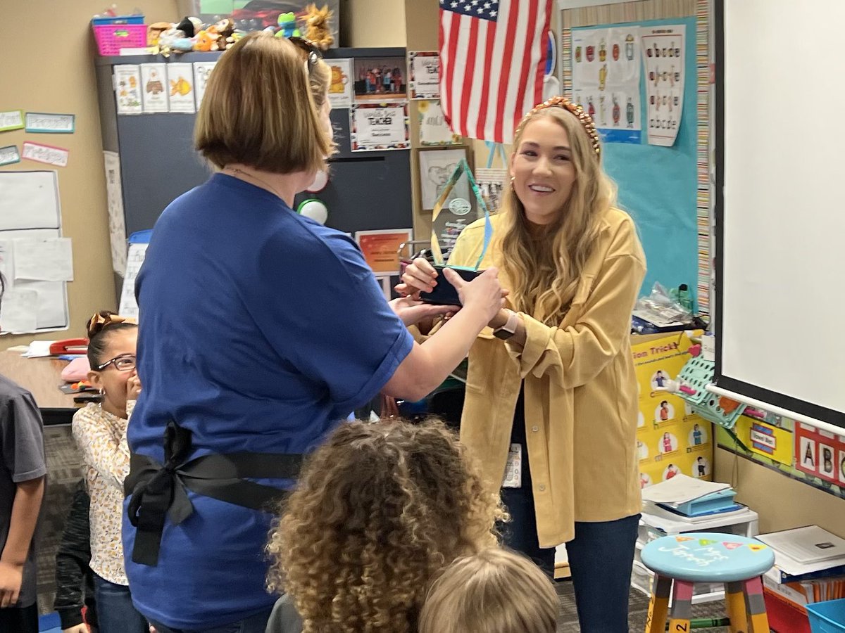 KellerISD's tweet photo. We officially have half of our 10 Teacher of the Year Finalists as we surprised Avery Jarrach at @WhitleyRoadES, our next Elementary Finalist! #KISDTOY22 https://t.co/wNi0FlDRsp