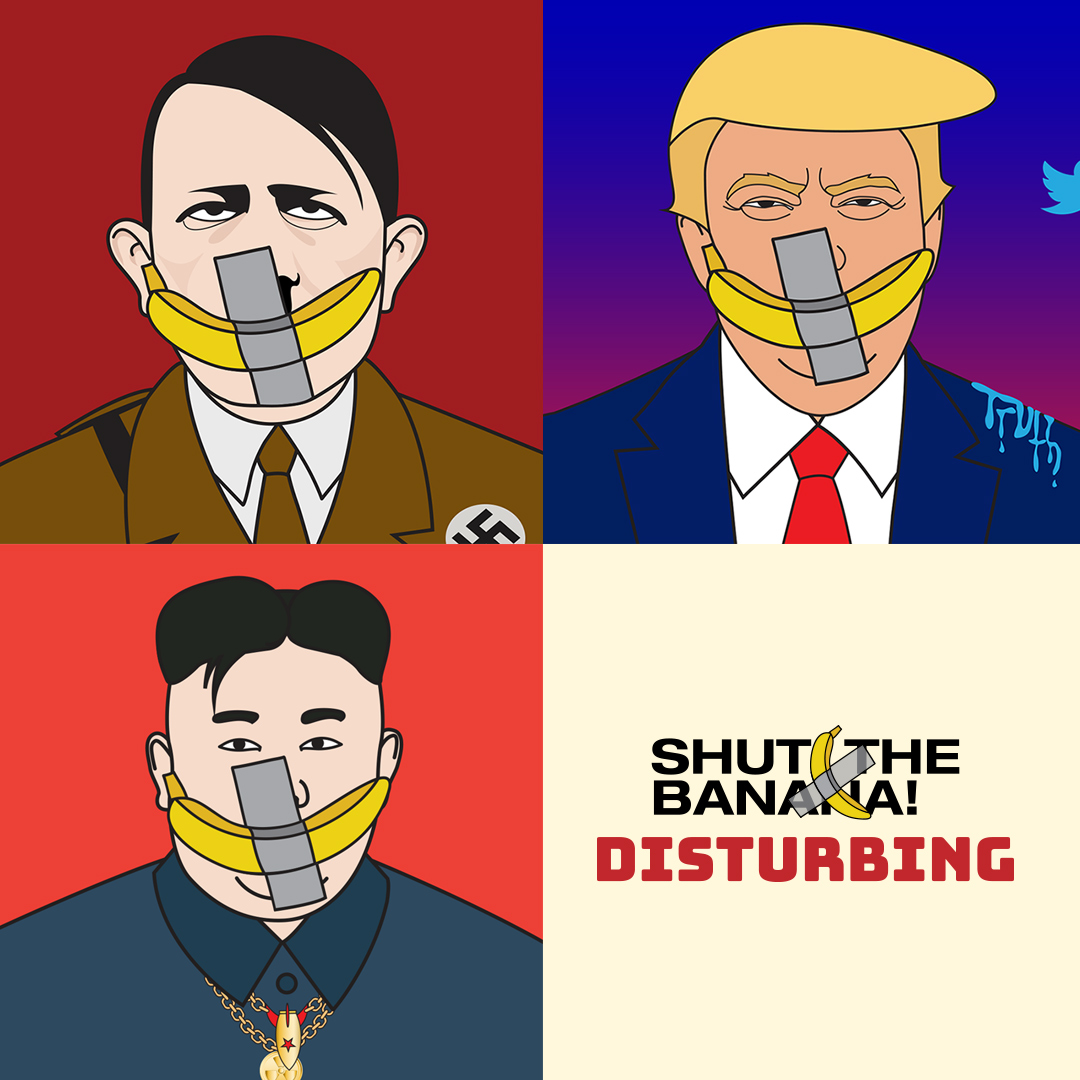 Shut the banana! Disturbing.
<a href="/opensea/">OpenSea</a> 

Hey, you! Disturbing person!
Just shut up a little. It's time to Shut the banana!

This is the most effective activist way.

opensea.io/martianbee

#NFT #opensea #OpenSeaNFT #NFTs
