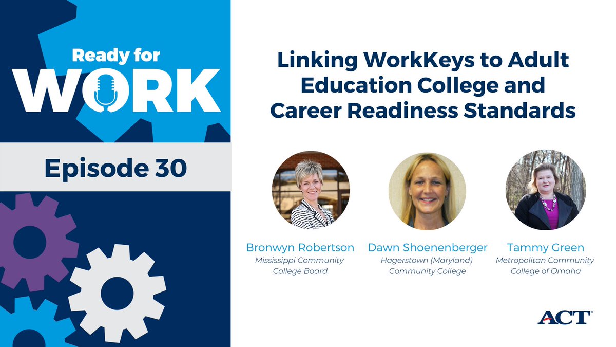 New #ReadyforWork Episode | @JasenCJones is joined by panelists to gain their perspectives on the importance of aligning College and Career Readiness Standards to WorkKeys benchmarks and how it has improved Adult Basic Education programming. Listen now: bit.ly/35oZIhY