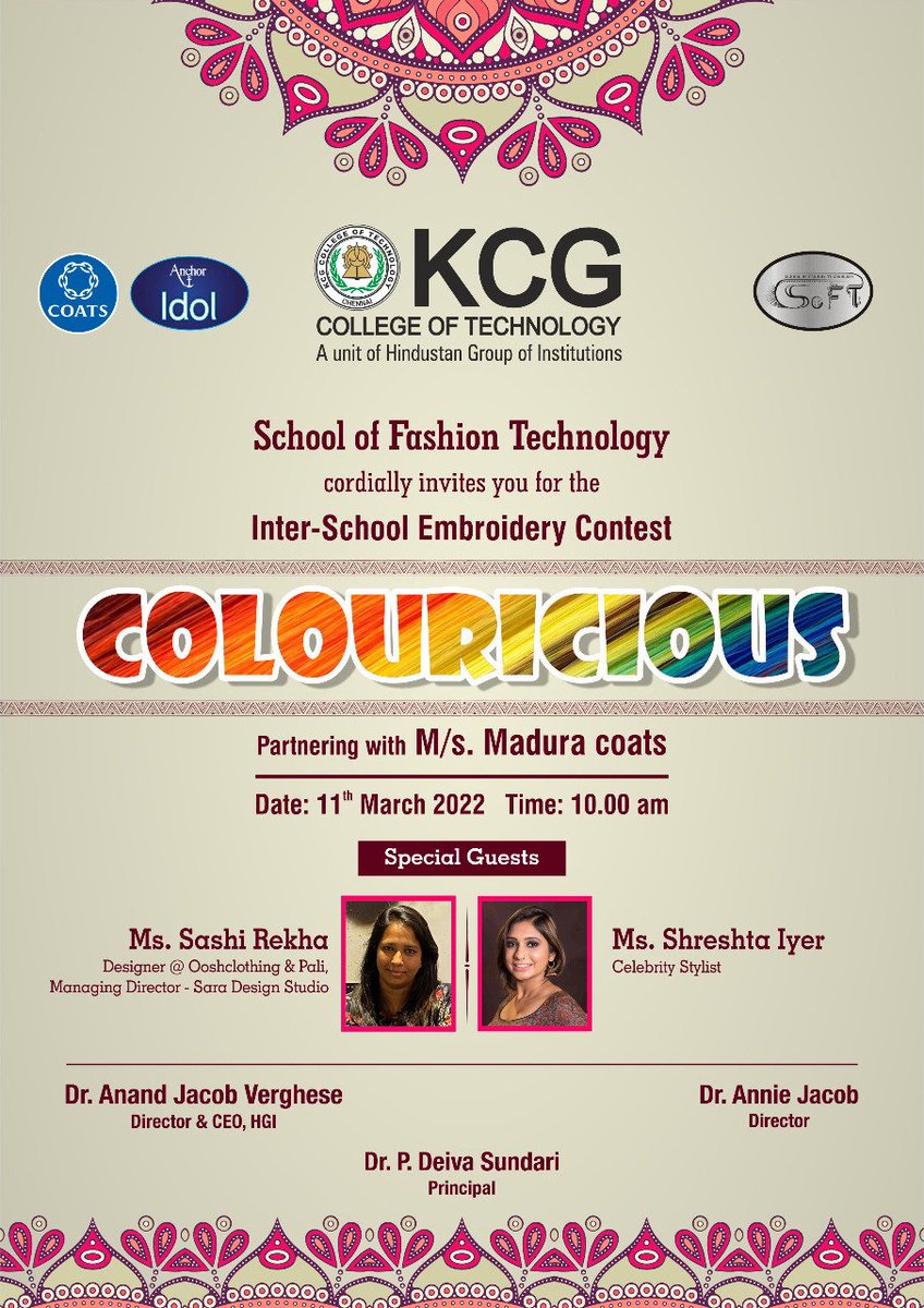 kcgft's tweet photo. KCG college school of Fashion Technology organises COLOURICIOUS https://t.co/B47lLn0MgI
