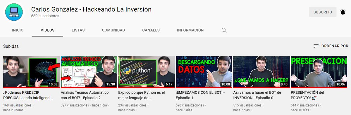 InvJovenCriptos's tweet photo. ¿Te interesa conocer como la informática puede ayudarte con tus inversiones?

He creado un canal secundario donde hablaremos:

▪️ Bots de inversión
▪️ IA y Big Data
▪️ Gestión automática de carteras
▪️ Tutoriales de python
▪️ Y... ¡Mucho más!

Suscríbete!
https://t.co/278JQxb5KX https://t.co/5K5DHwakrU
