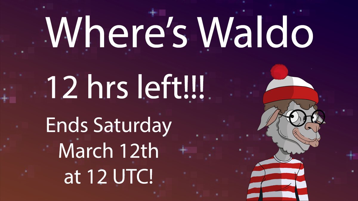 CardanoSpaceNFT's tweet photo. Only 12 hours left to find this week's Where's Waldo with @ShearedSheeps 

Head over to https://t.co/Jq0Nmyxy7D to find waldo to mint an NFT 🙌

12 hours left! https://t.co/MGU4F9KekJ